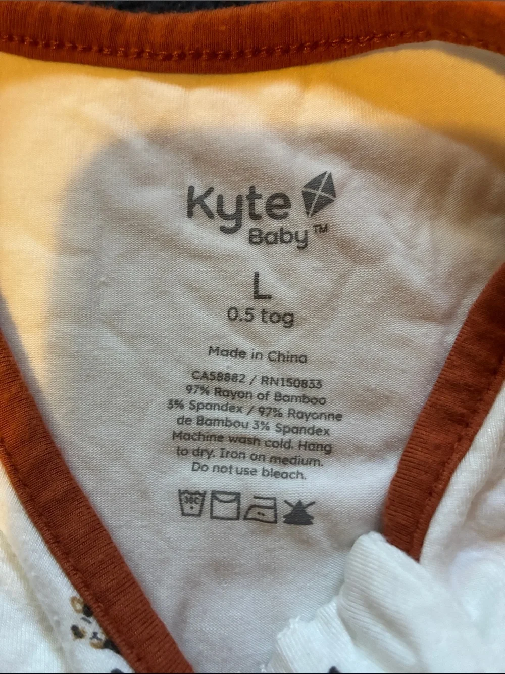 Kyte BABY Cream Sleep Sack with Rust Trim and Cat Print